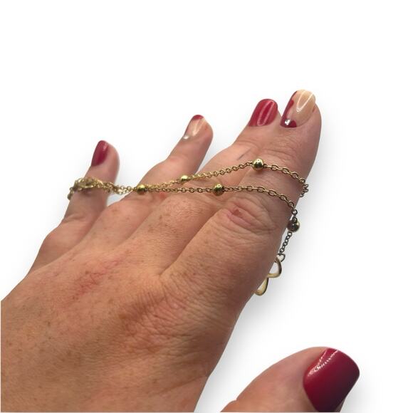 Macy's AND NOW THIS Two-Row Charm Anklet in Gold-Plate Infinity Beaded - Picture 5 of 10